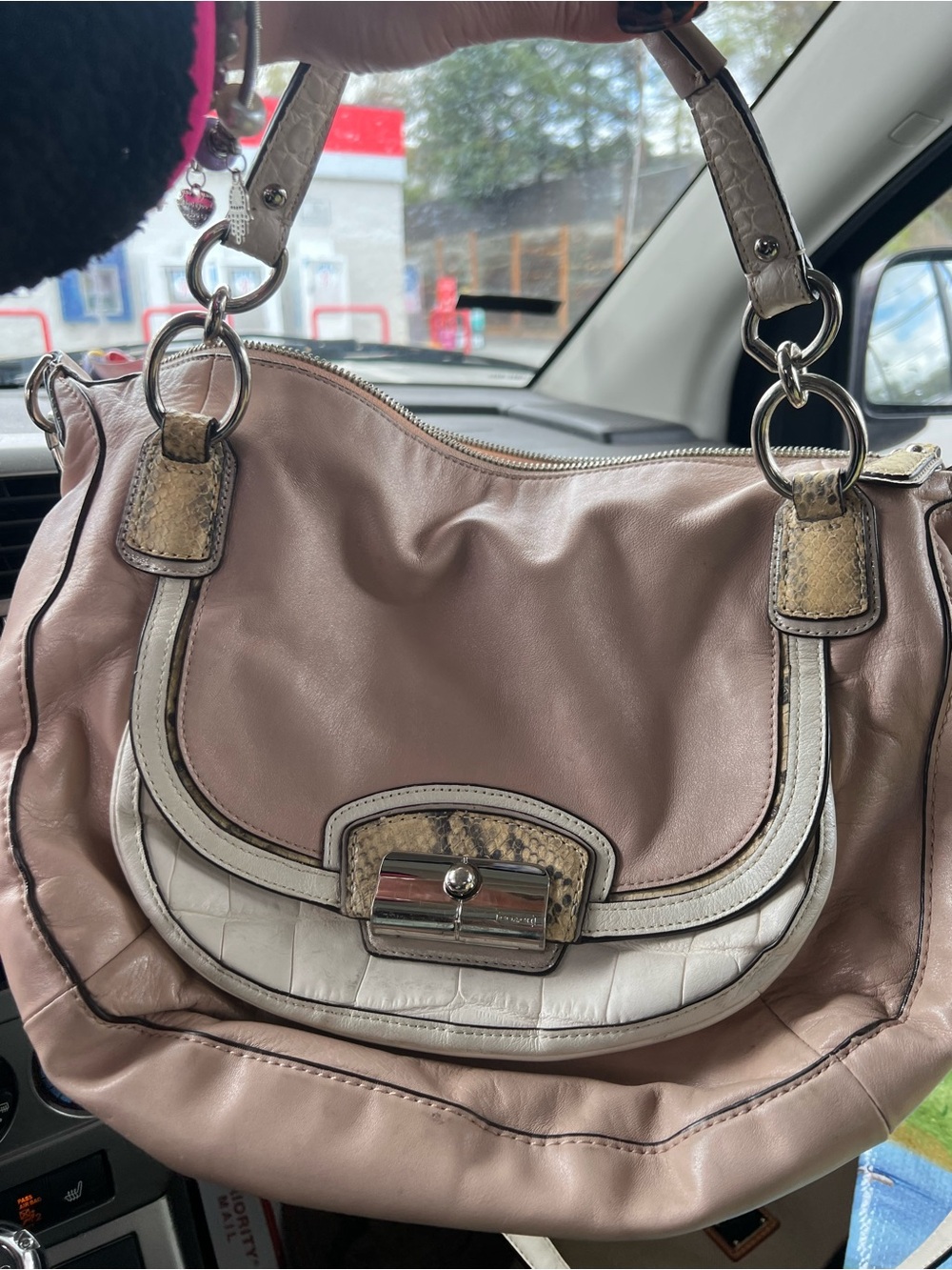 Women’s coach Blush Pink Shoulder Bag with Cream Trim
